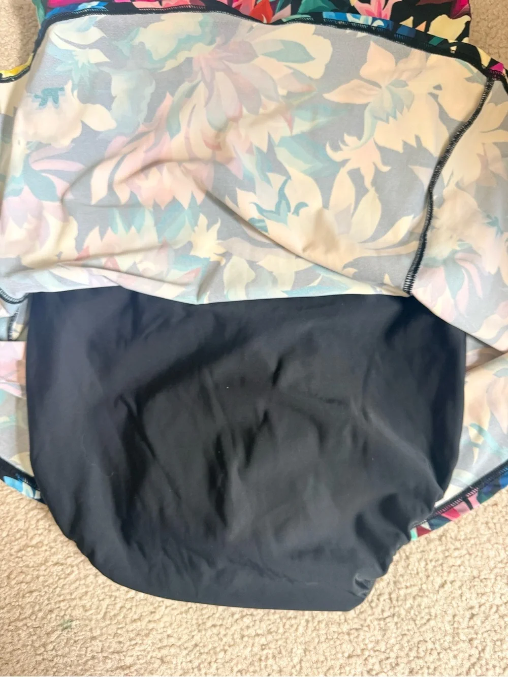 New Swim Solutions Women's Black Bow-Front Swim Dress Size 10 Floral Vacation - Picture 5 of 5
